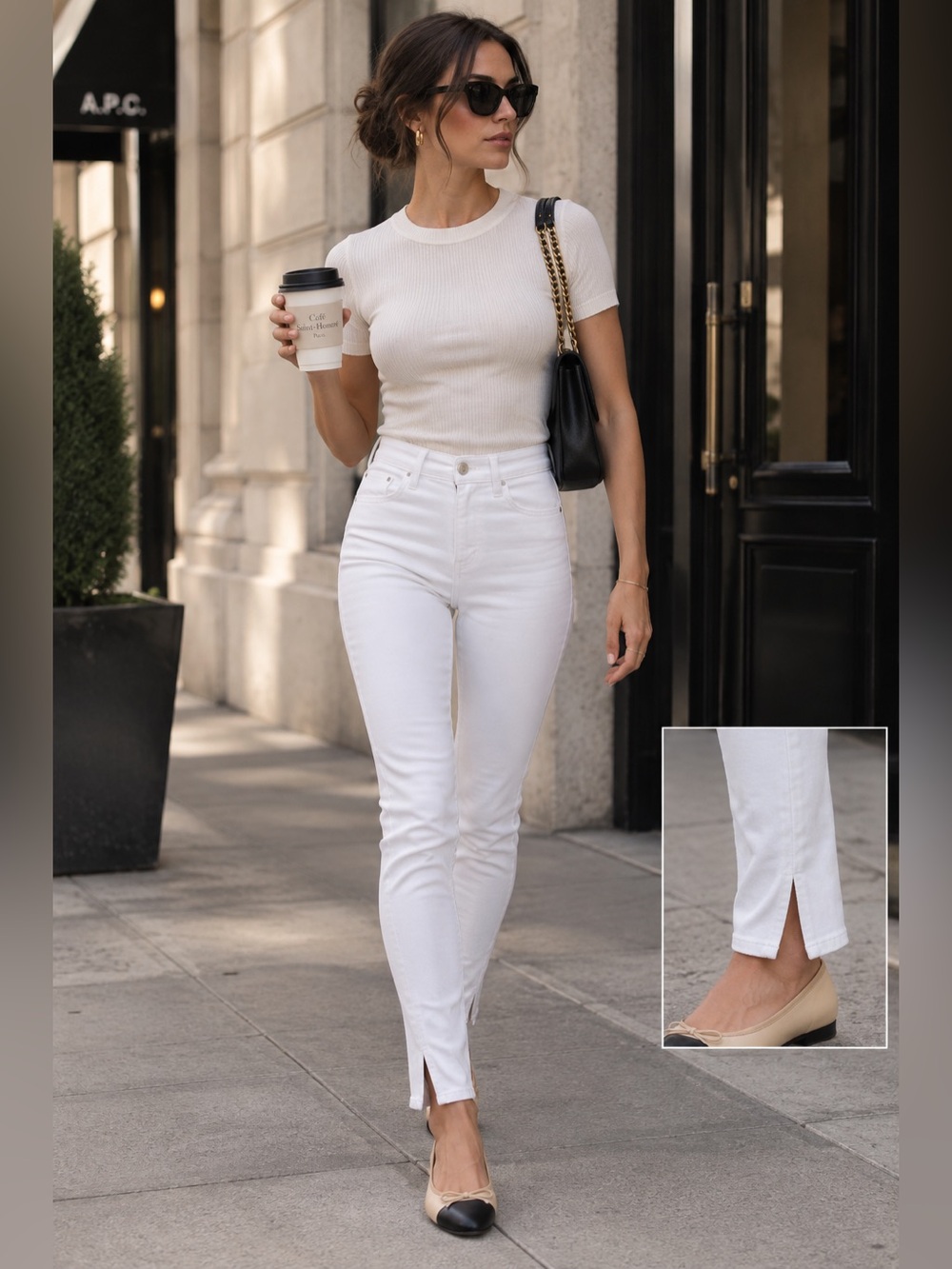 L'AGENCE White Skinny Jeans High-Waisted 24